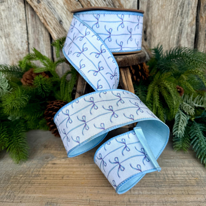 2.5" Blue Bow Ribbon, Baby Shower Ribbon, Baby Blue Ribbon, Preppy Ribbon