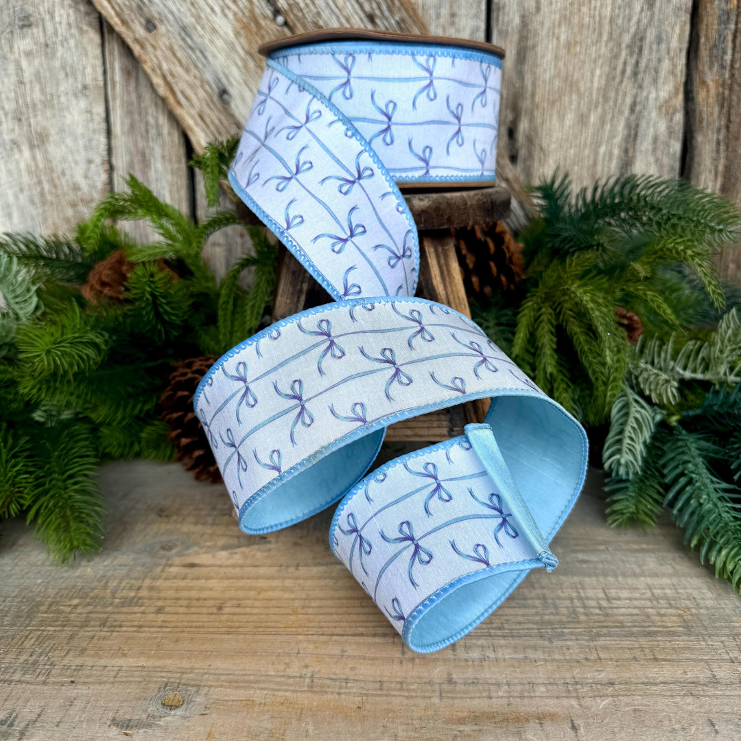 2.5" Blue Bow Ribbon, Baby Shower Ribbon, Baby Blue Ribbon