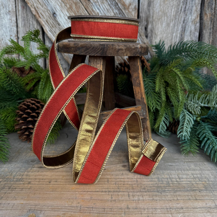 1" Copper Orange Ribbon, Fall Wired Ribbon