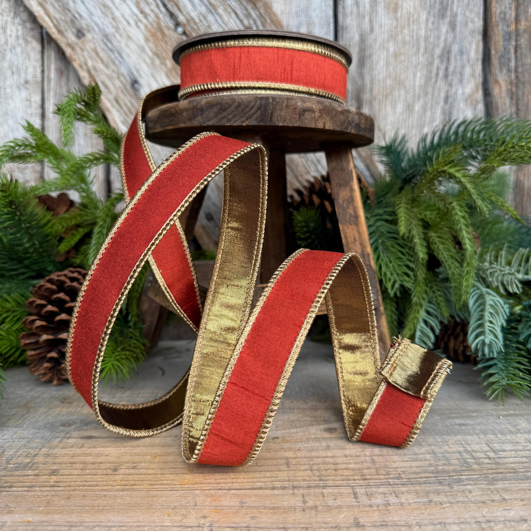 1" Copper Orange Ribbon, Fall Wired Ribbon