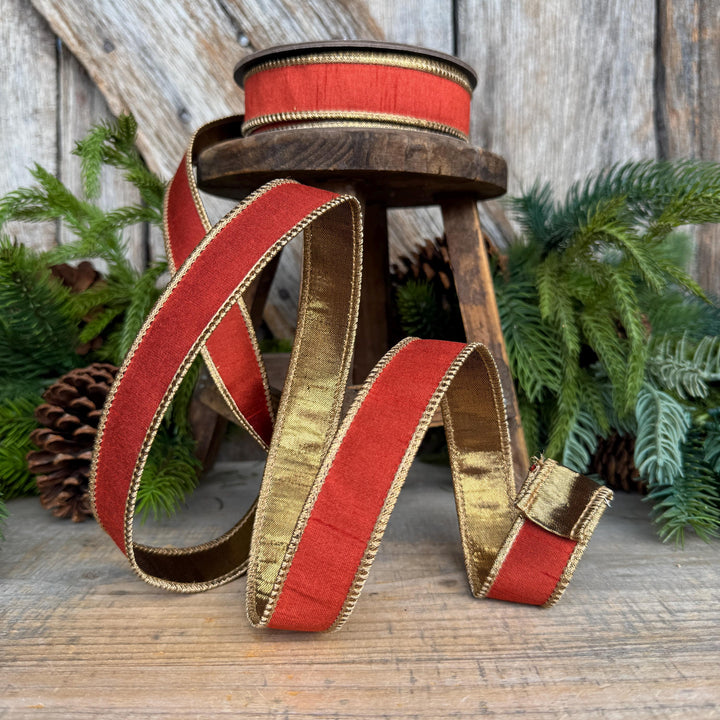 1" Copper Orange Ribbon, Fall Wired Ribbon