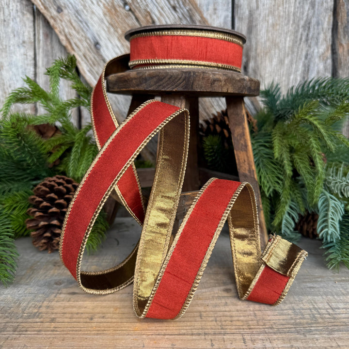 1" Copper Orange Ribbon, Fall Wired Ribbon