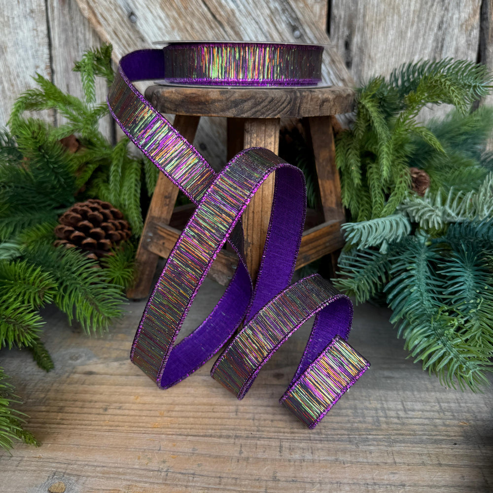 1" Halloween Ribbon, Purple Black Halloween Ribbon