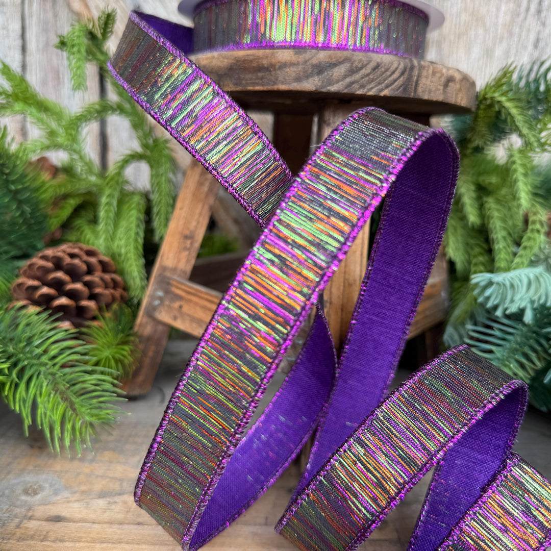 1" Halloween Ribbon, Purple Black Halloween Ribbon, Farrisilk Color Matrix