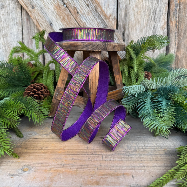 1" Halloween Ribbon, Purple Black Halloween Ribbon