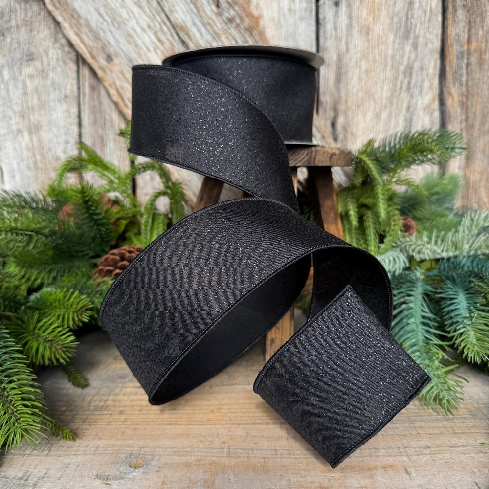 2.5" Black Ribbon, Halloween Ribbon, Farrisilk Mystic Glitz Ribbon