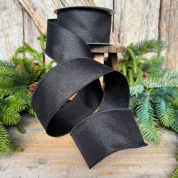 2.5" Black Ribbon, Halloween Ribbon, Farrisilk Mystic Glitz Ribbon