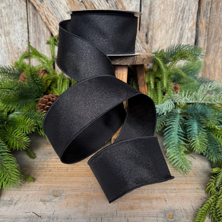 2.5" Black Ribbon, Halloween Ribbon, Farrisilk Mystic Glitz Ribbon