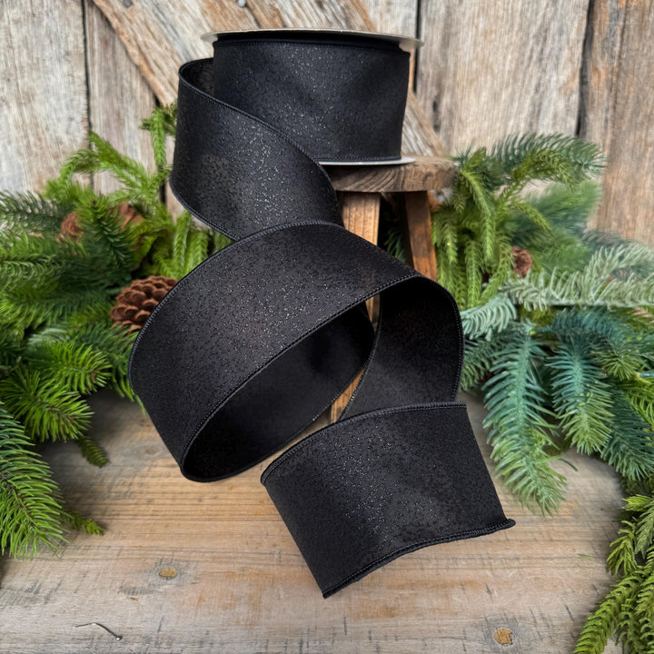 2.5" Black Ribbon, Halloween Ribbon, Farrisilk Mystic Glitz Ribbon