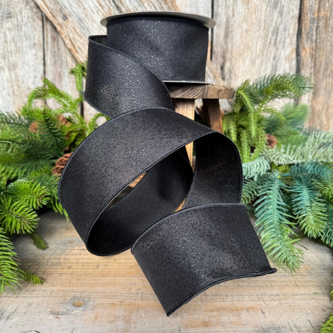 2.5" Black Ribbon, Halloween Ribbon, Farrisilk Mystic Glitz Ribbon