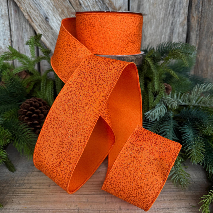 2.5" Orange Ribbon, Halloween Ribbon, Farrisilk Mystic Glitz Ribbon