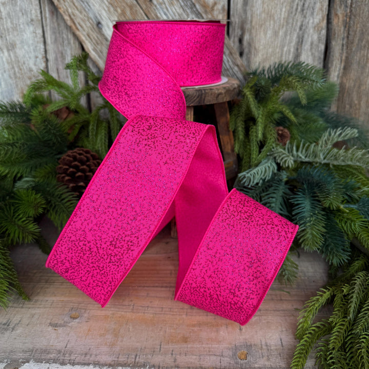 2.5" Hot Pink Ribbon, Halloween Ribbon, Farrisilk Mystic Glitz Ribbon