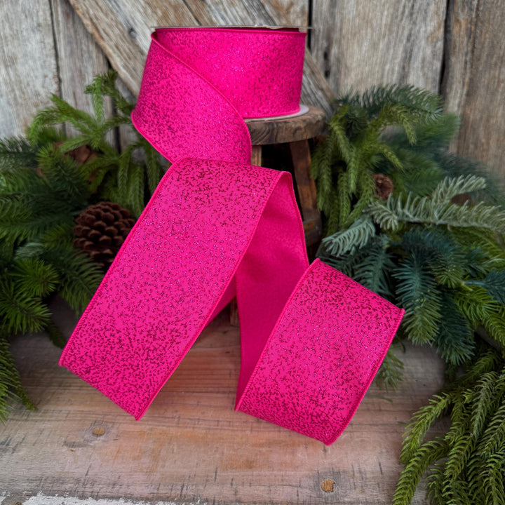 2.5" Hot Pink Ribbon, Halloween Ribbon, Farrisilk Mystic Glitz Ribbon