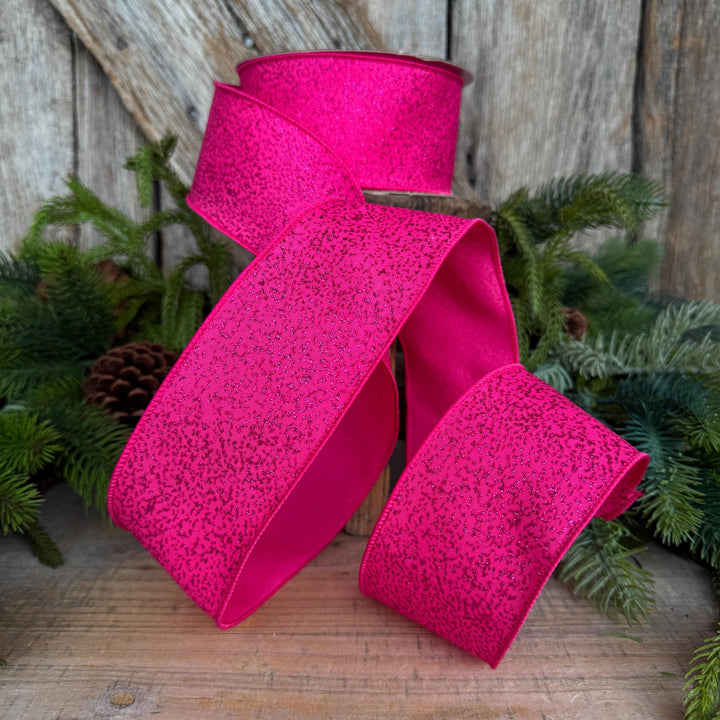 2.5" Hot Pink Ribbon, Halloween Ribbon, Farrisilk Mystic Glitz Ribbon