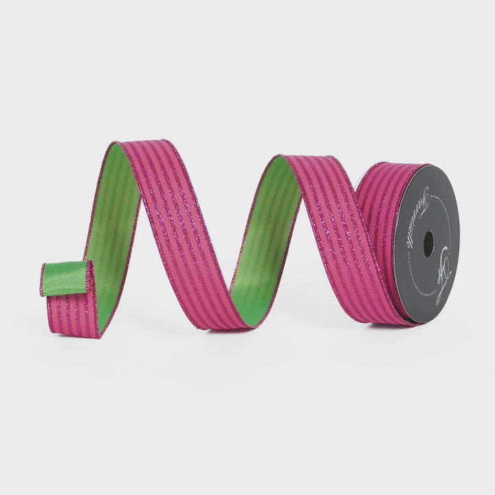 1.5" Pink Lime Green Ribbon, Farrisilk Ribbon
