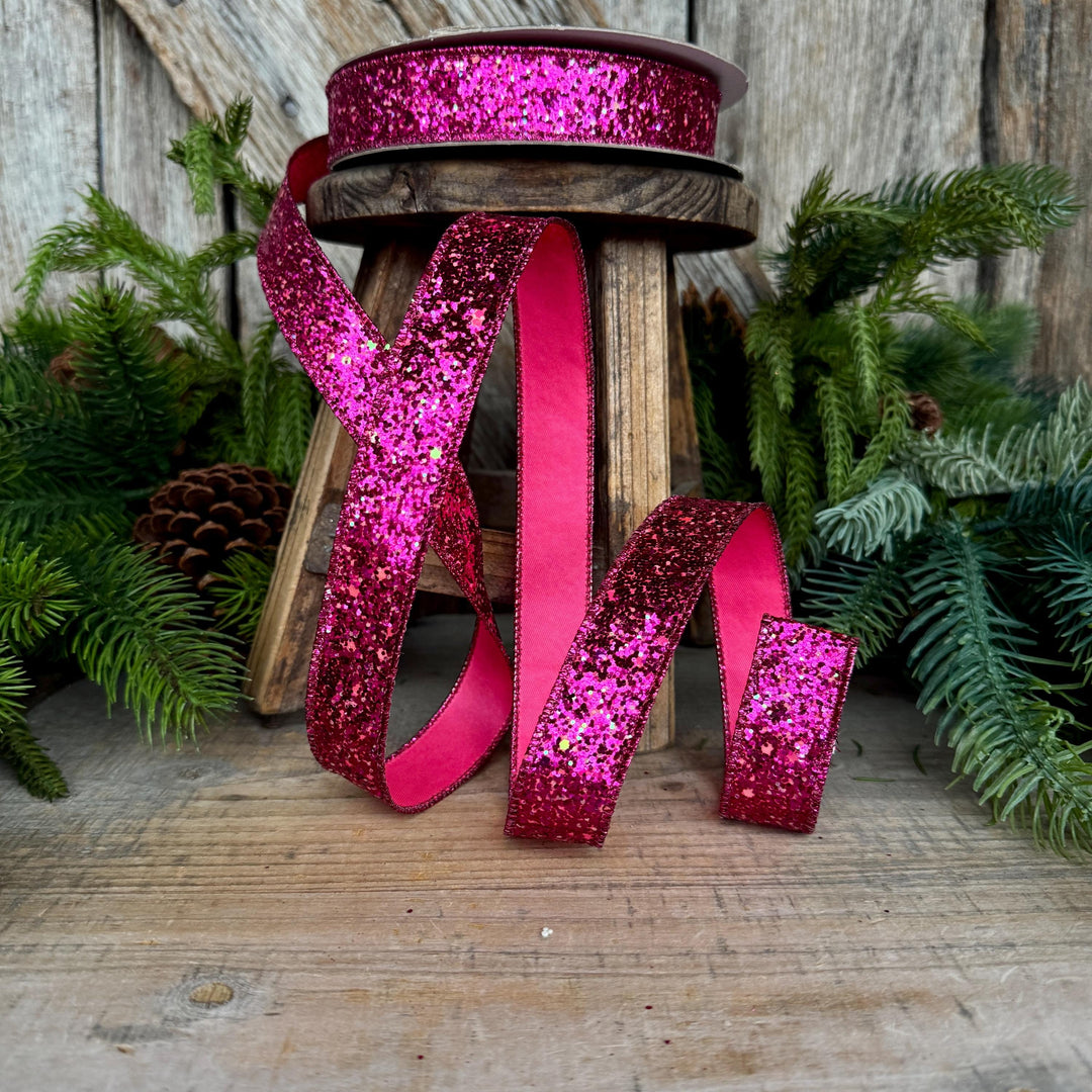 1" Hot Pink Ribbon, Halloween Ribbon, Glitz Ribbon