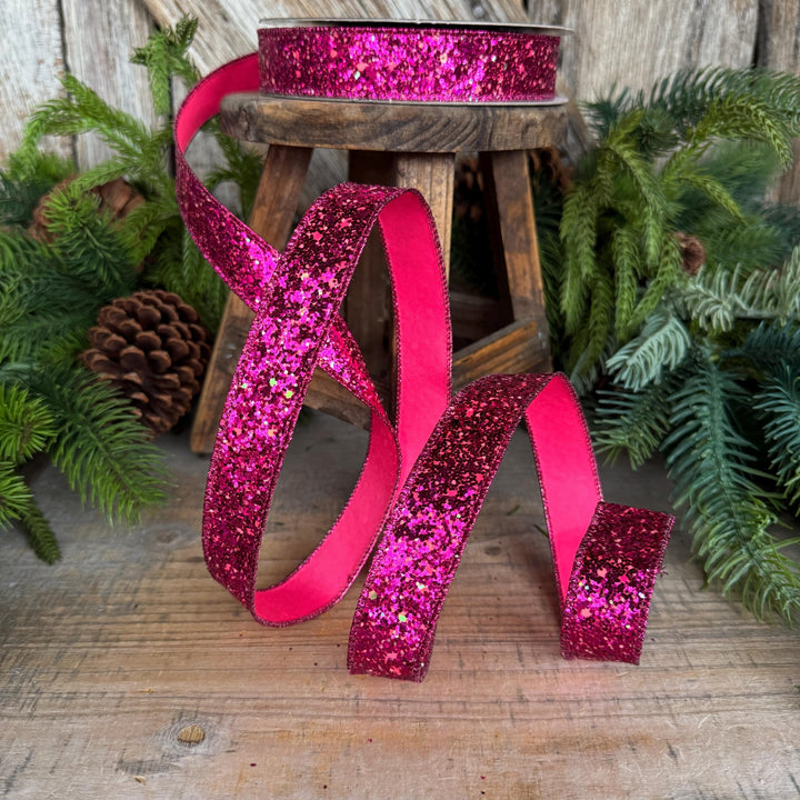 1" Hot Pink Ribbon, Halloween Ribbon, Glitz Ribbon