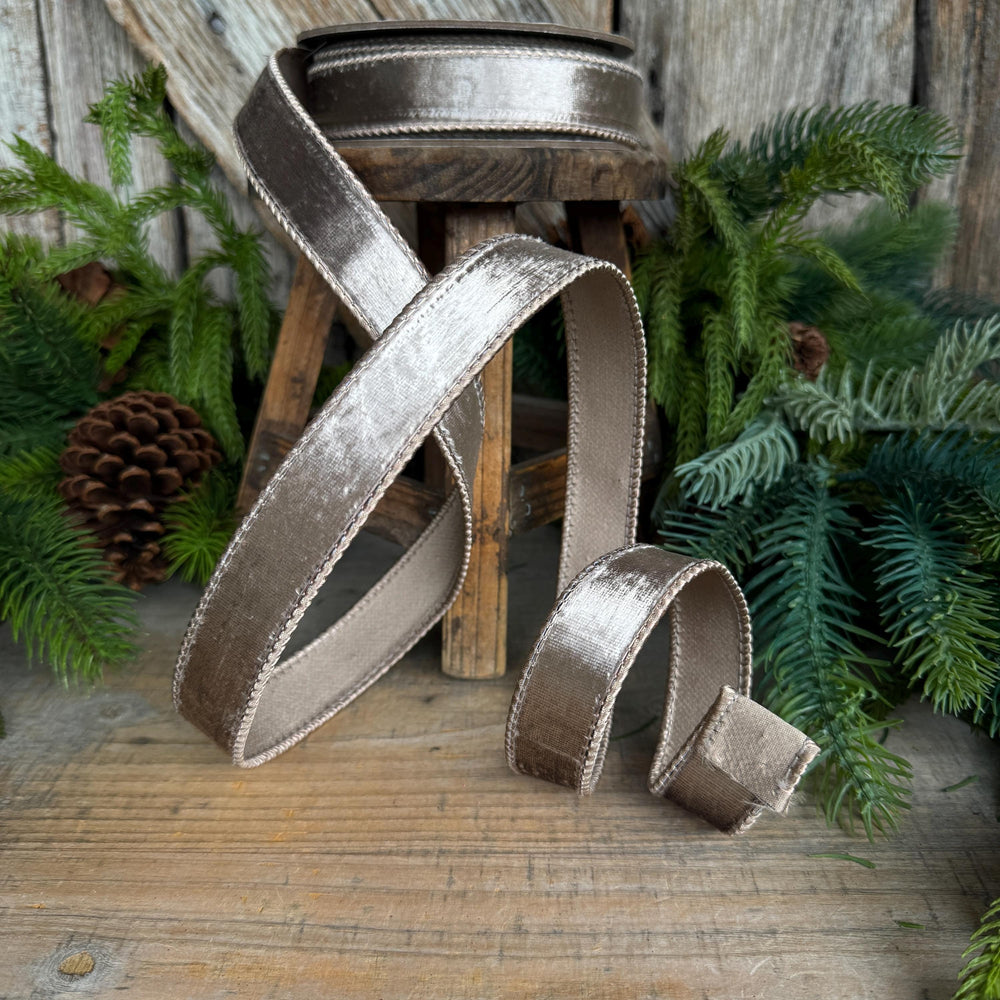 1" Platinum Velvet Ribbon