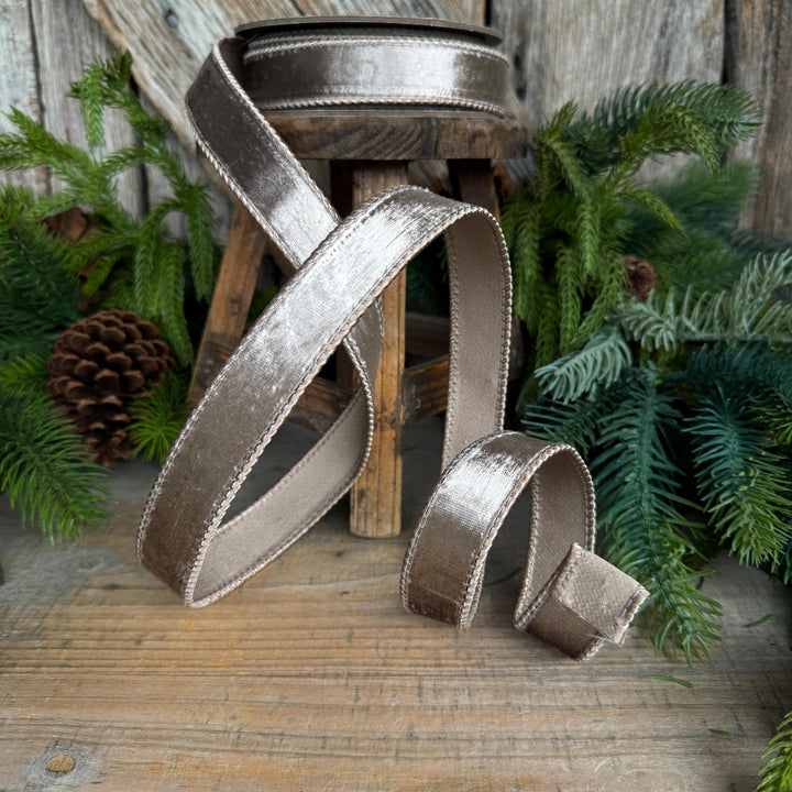 1" Platinum Velvet Ribbon