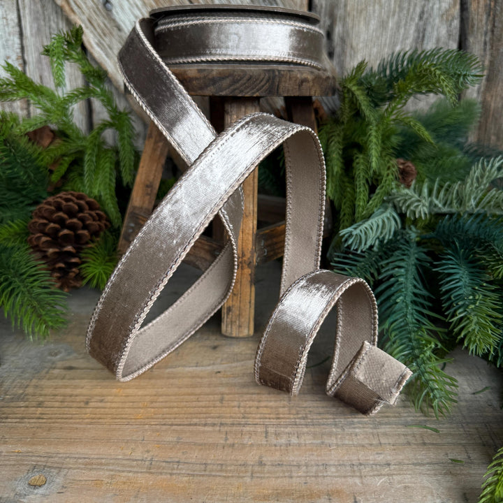 1" Platinum Velvet Ribbon