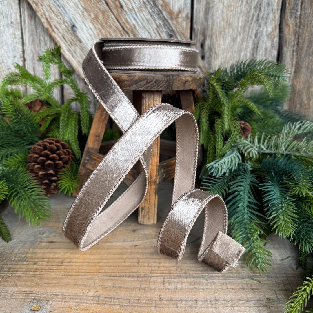 1" Platinum Velvet Ribbon