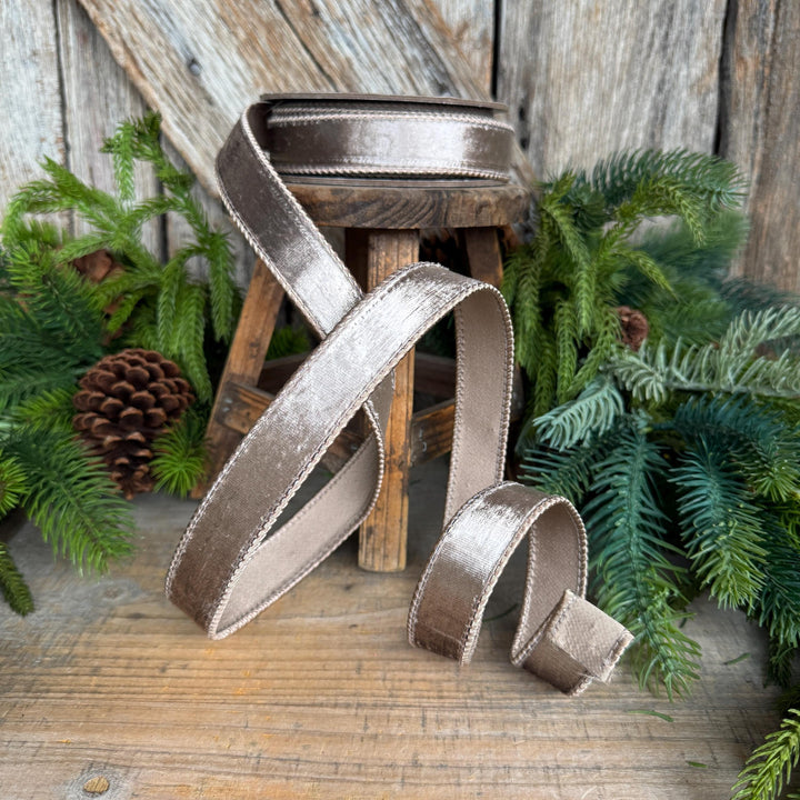 1" Platinum Velvet Ribbon