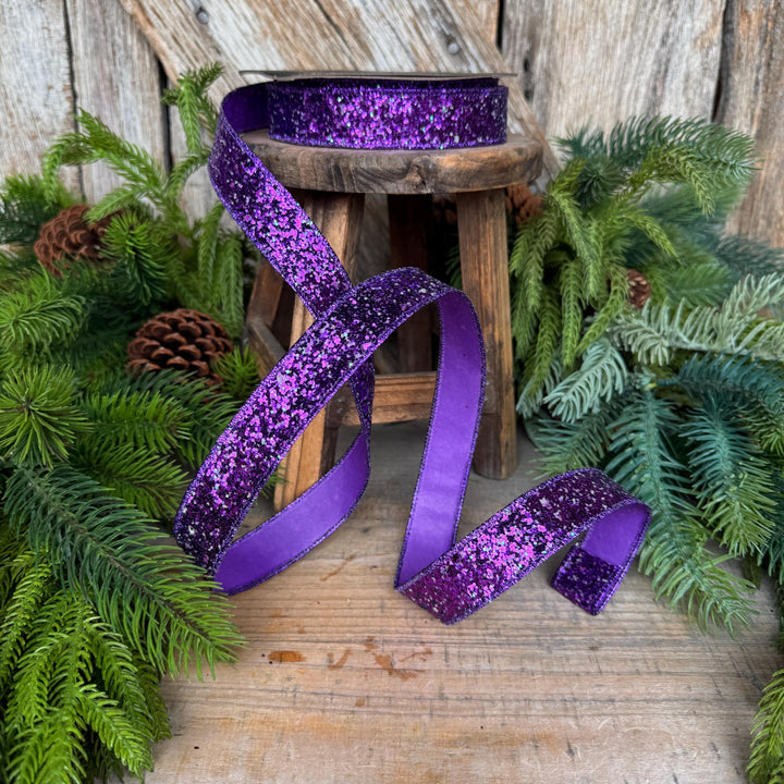 1" Purple Ribbon, Halloween Ribbon, Glitz Ribbon, Farrisilk Ribbon