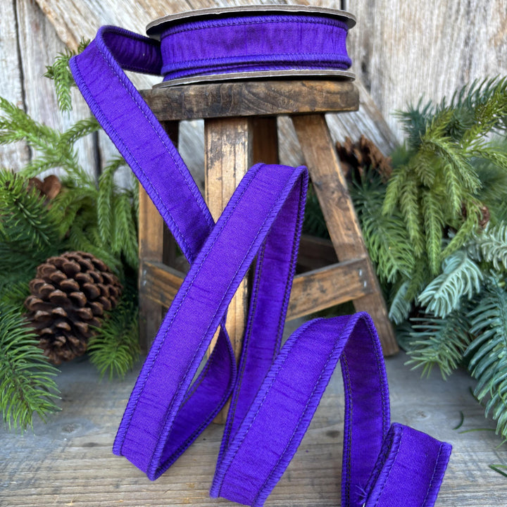 7/8" Purple Dupioni Ribbon, Halloween Ribbon, Christmas Ribbon