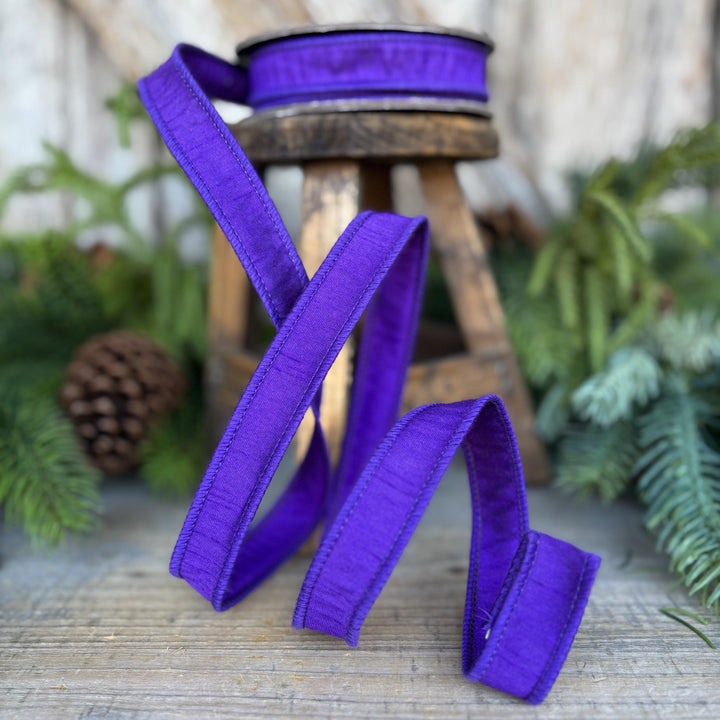 7/8" Purple Dupioni Ribbon, Halloween Ribbon, Christmas Ribbon