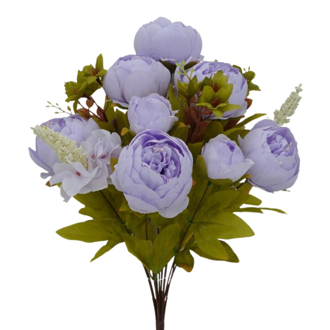 20" Purple Lavender Peony Bush, Artificial Peony