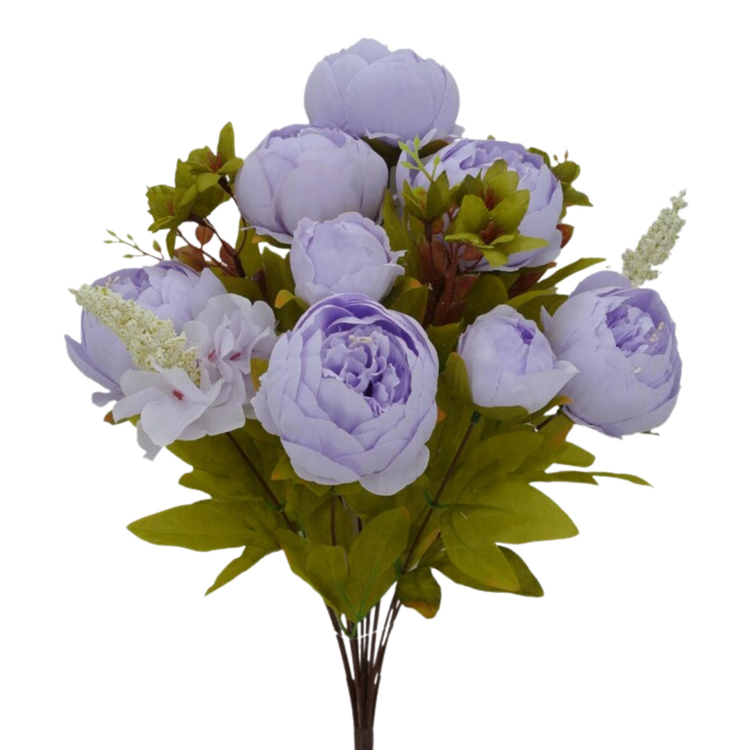 20" Purple Lavender Peony Bush, Artificial Peony