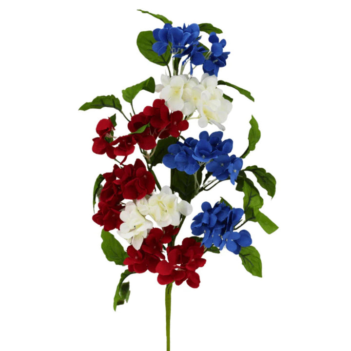 24" Patriotic Hydrangea Bush, Artificial Floral Bush