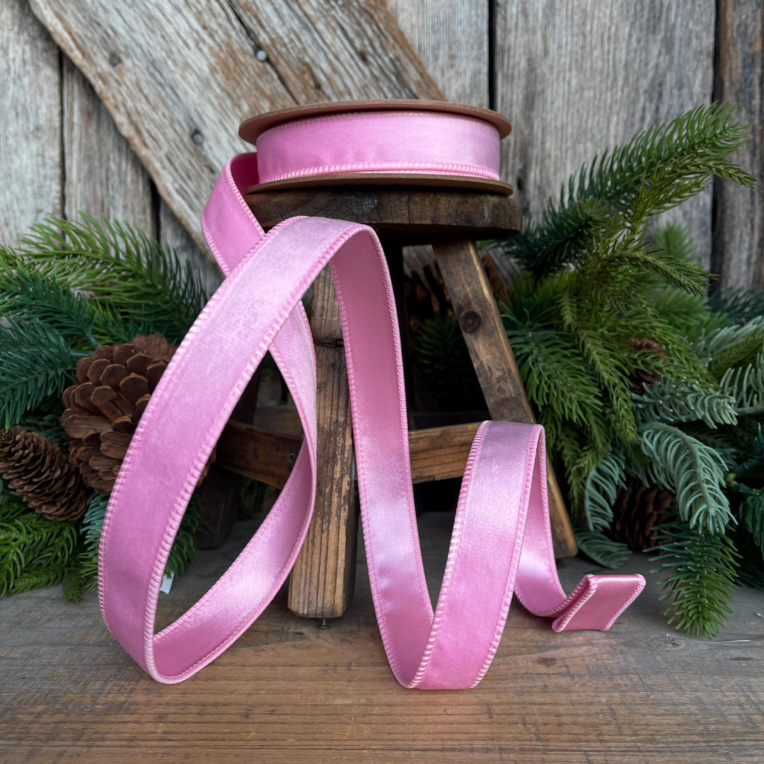 1" Pink Velvet Ribbon, Pink Velvet Ribbon
