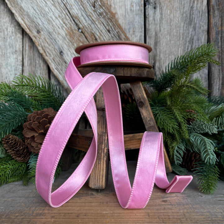 1" Pink Velvet Ribbon, Pink Velvet Ribbon