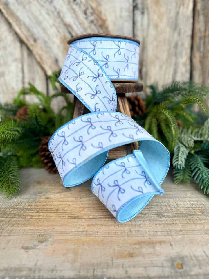 2.5" Blue Bow Ribbon, Baby Shower Ribbon, Baby Blue Ribbon