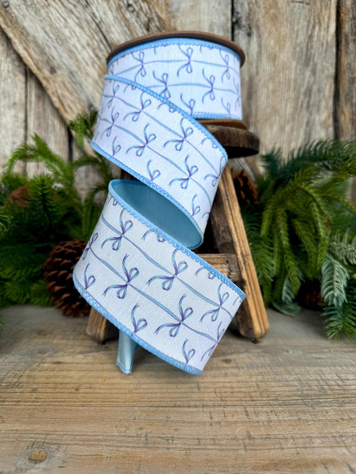 2.5" Blue Bow Ribbon, Baby Shower Ribbon, Baby Blue Ribbon