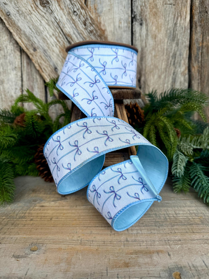 2.5" Blue Bow Ribbon, Baby Shower Ribbon, Baby Blue Ribbon