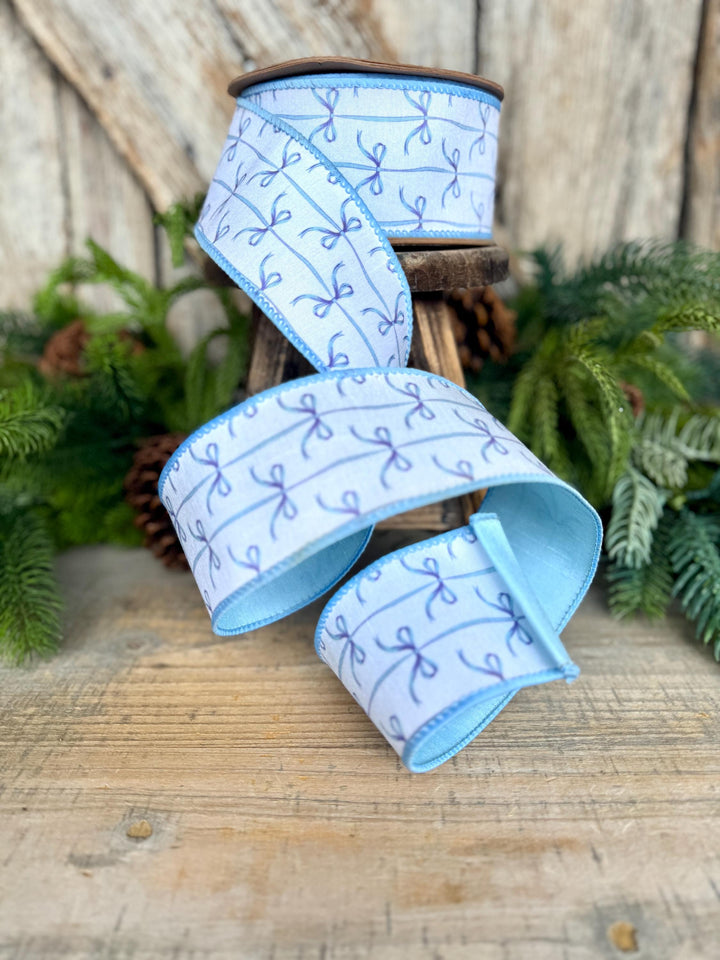 2.5" Blue Bow Ribbon, Baby Shower Ribbon, Baby Blue Ribbon