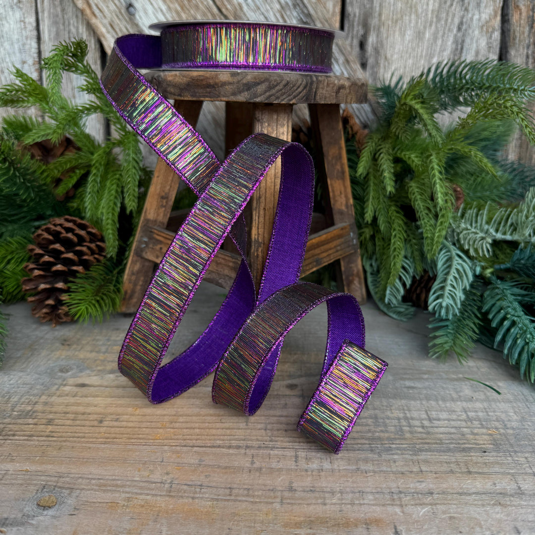 1" Halloween Ribbon, Purple Black Halloween Ribbon