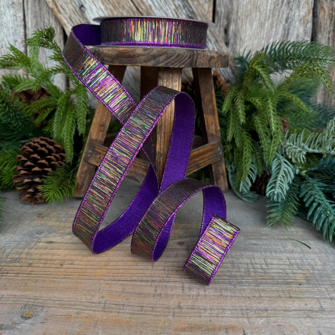 1" Halloween Ribbon, Purple Black Halloween Ribbon, Farrisilk Color Matrix
