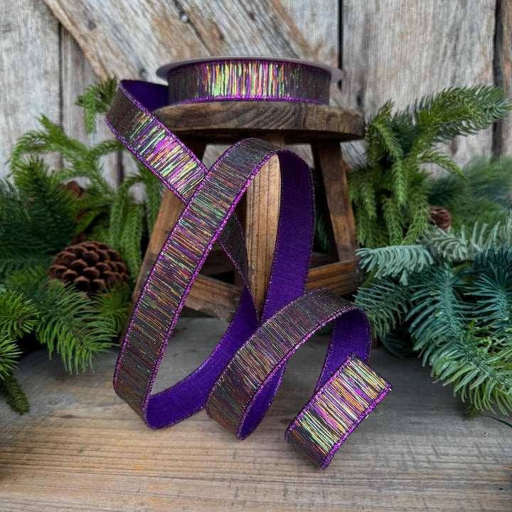 1" Halloween Ribbon, Purple Black Halloween Ribbon, Farrisilk Color Matrix