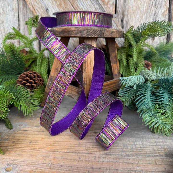 1" Halloween Ribbon, Purple Black Halloween Ribbon, Farrisilk Color Matrix