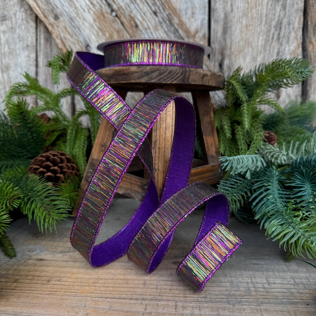 1" Halloween Ribbon, Purple Black Halloween Ribbon