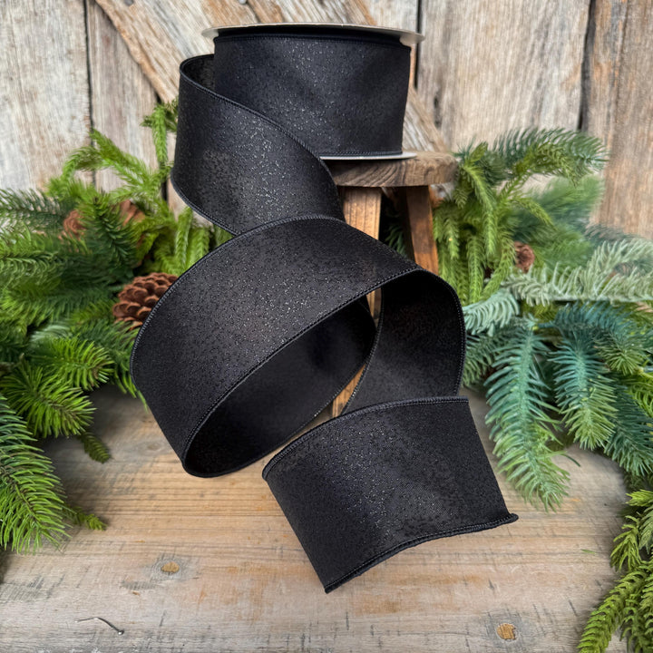 2.5" Black Ribbon, Halloween Ribbon, Farrisilk Mystic Glitz Ribbon