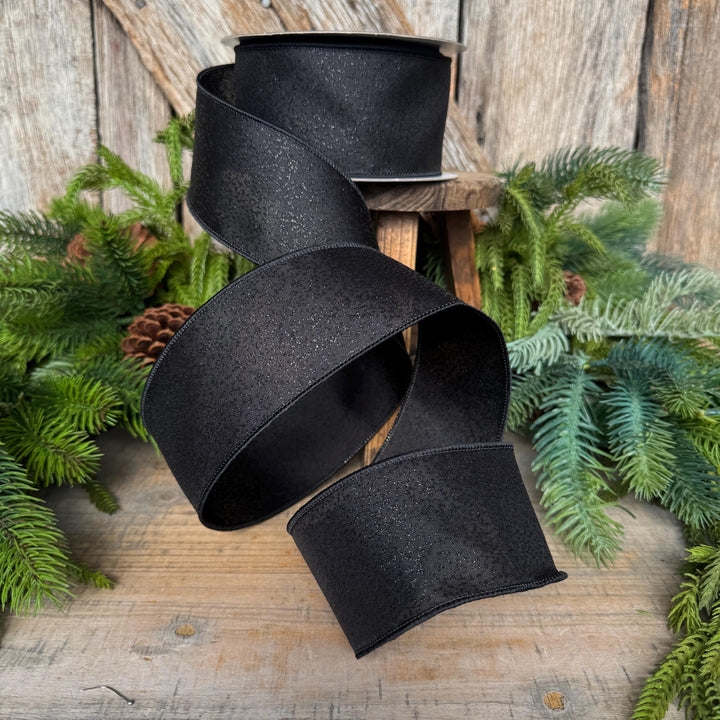 2.5" Black Ribbon, Halloween Ribbon, Farrisilk Mystic Glitz Ribbon