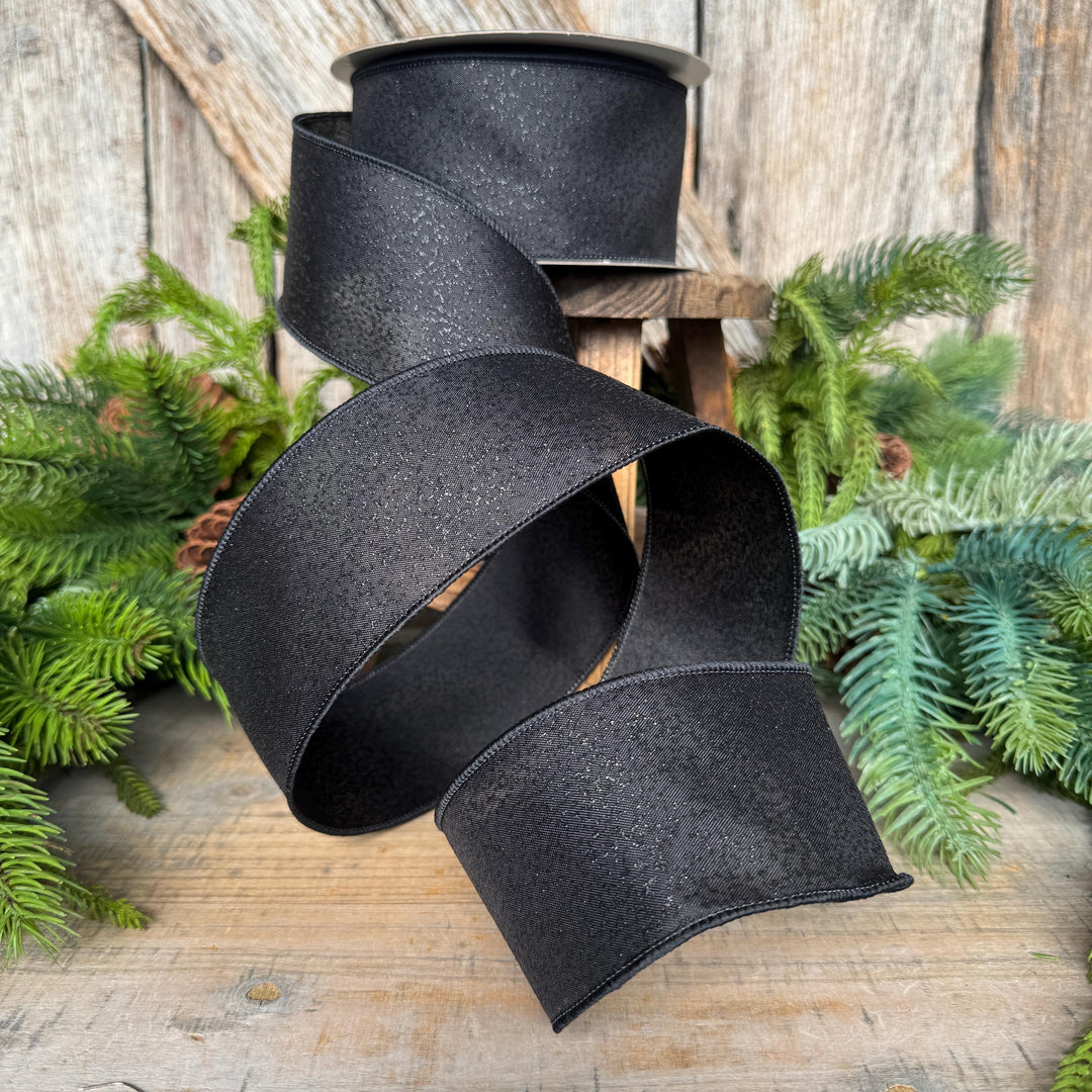 2.5" Black Ribbon, Halloween Ribbon, Farrisilk Mystic Glitz Ribbon