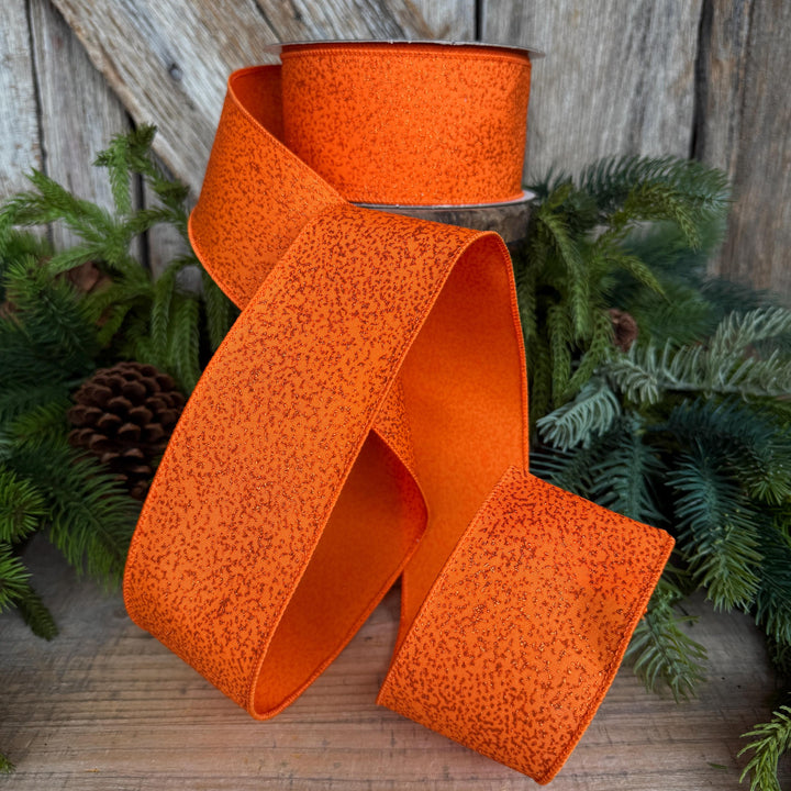 2.5" Orange Ribbon, Halloween Ribbon, Farrisilk Mystic Glitz Ribbon