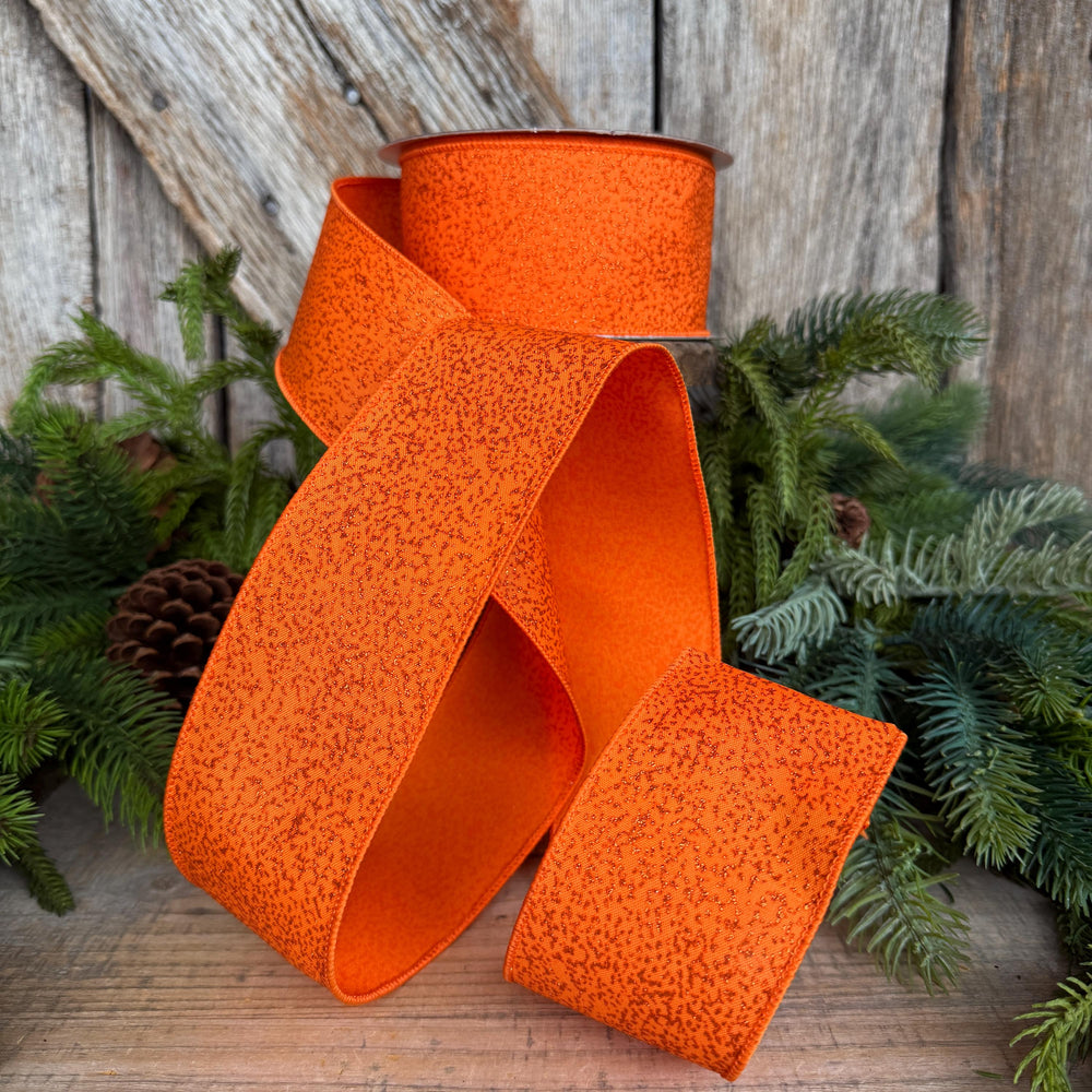 2.5" Orange Ribbon, Halloween Ribbon, Farrisilk Mystic Glitz Ribbon