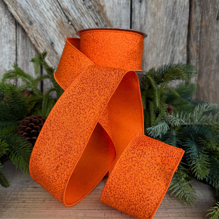2.5" Orange Ribbon, Halloween Ribbon, Farrisilk Mystic Glitz Ribbon