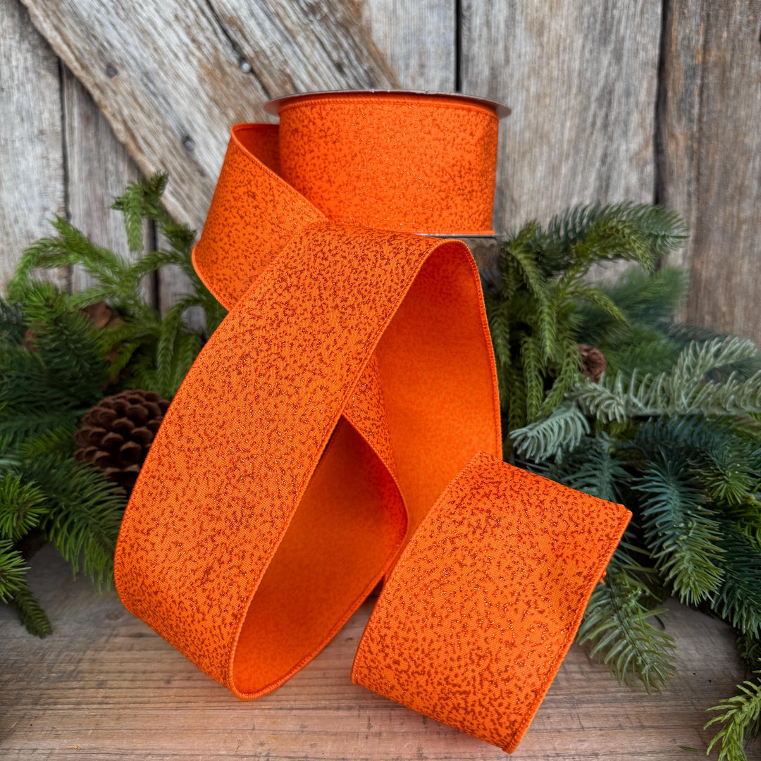 2.5" Orange Ribbon, Halloween Ribbon, Farrisilk Mystic Glitz Ribbon